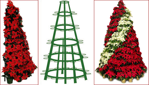 how to make a christmas tree out of poinsettias